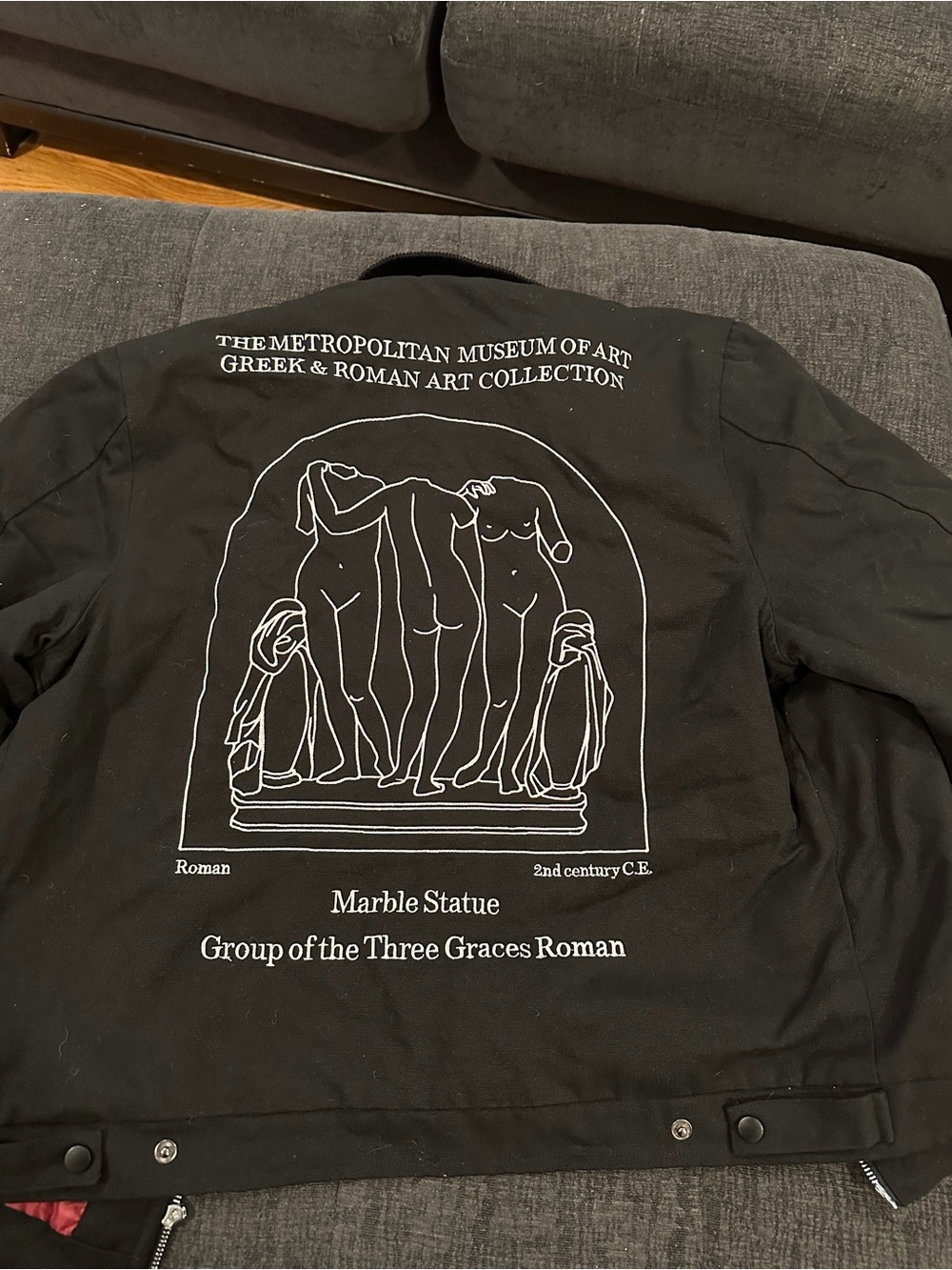 PacSun Black Jacket with White Metropolitan Museum Graphic